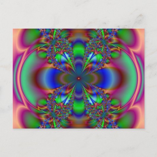 Carte Postale Fleur fractale dans plusieurs couleurs (Devant)