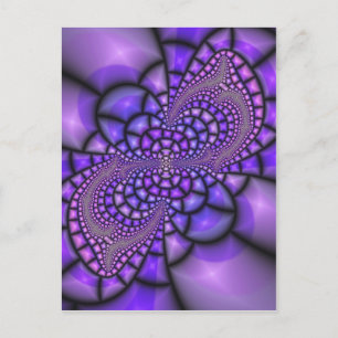Carte Postale Fleur fractale en mosaïque violette