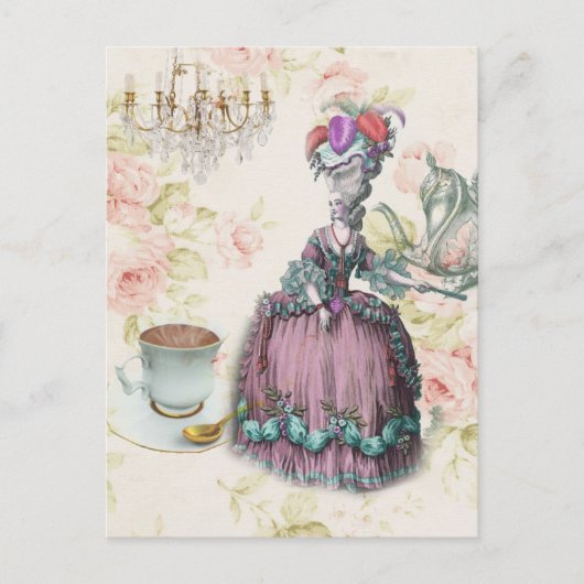 Carte Postale Fleur française Paris Tea Party Marie Antoinette (Devant)