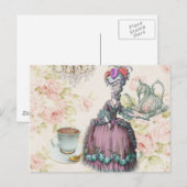 Carte Postale Fleur française Paris Tea Party Marie Antoinette (Devant / Derrière)