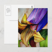 Carte Postale Fleur Fritillaire violet couleur d'origine art (Devant / Derrière)