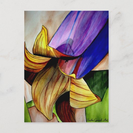 Carte Postale Fleur Fritillaire violet couleur d'origine art (Devant)
