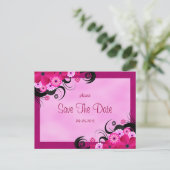Carte Postale Fleur Fuchsia Lumière Enregistrer La Date Annonce (Debout devant)