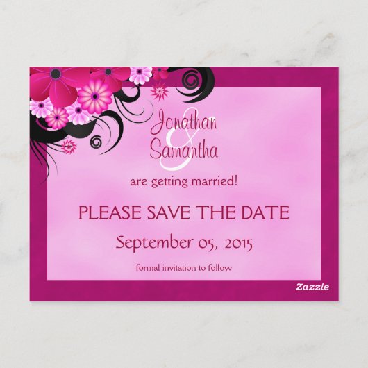 Carte Postale Fleur Fuchsia Lumière Enregistrer La Date Annonce (Dos)