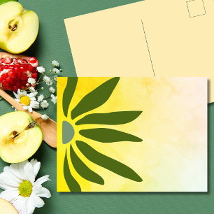 Carte Postale Fleur géométrique rétro verte