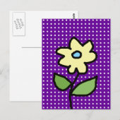 Carte Postale fleur jaune . points blancs (Devant / Derrière)