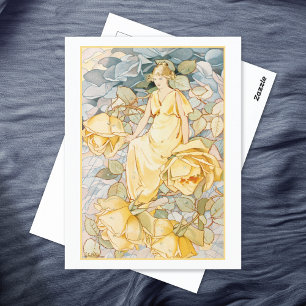 Carte Postale Fleur Jaune Rose de rêve