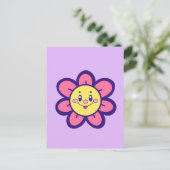 Carte Postale Fleur Joyeuse Rose Et Jaune (Debout devant)