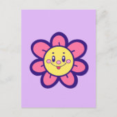 Carte Postale Fleur Joyeuse Rose Et Jaune (Devant)