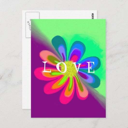 Carte Postale Fleur L O V E (Devant / Derrière)