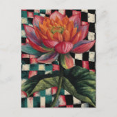 Carte Postale Fleur Lotus sur l'Arrière - plan Checkerboard (Devant)