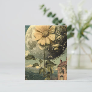 Carte Postale Fleur Lune et charme Vintage