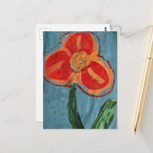 Carte Postale Fleur mixte de média orange (Devant/Arrière en situation)