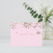 Carte Postale Fleur Moderne Délicate Fleurie Rose Merci (Debout devant)