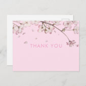 Carte Postale Fleur moderne délicate florale rose Merci (Devant / Derrière)