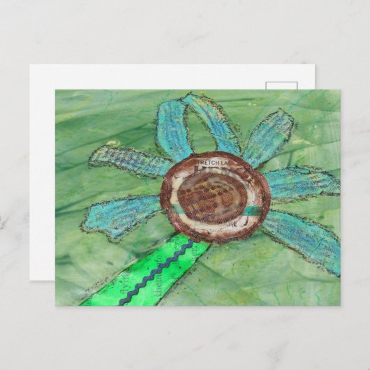 Carte Postale Fleur multimédia mixte sur vert (Devant / Derrière)