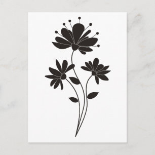 Carte Postale Fleur noire et blanche élégante