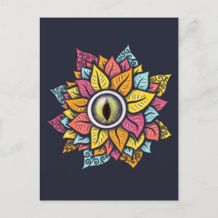 Carte Postale Fleur oeil Éffrayant psychédélique colorée
