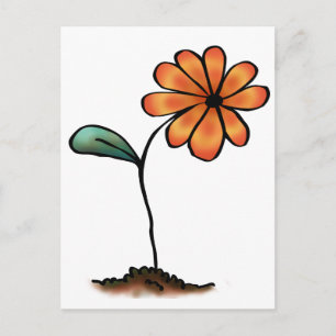 Carte Postale Fleur orange mignonne