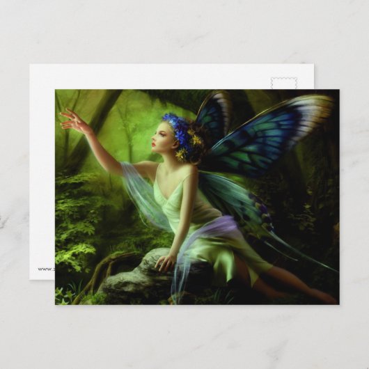 Carte Postale Fleur Papillon Fée (Devant / Derrière)