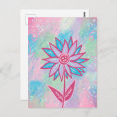 Carte Postale Fleur Pastel à main mignonne (Devant / Derrière)