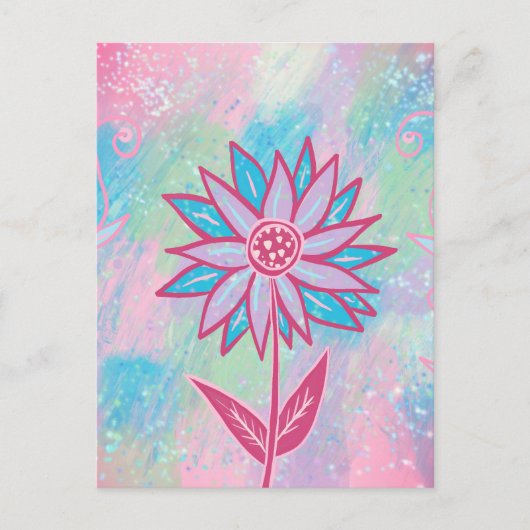Carte Postale Fleur Pastel à main mignonne (Devant)
