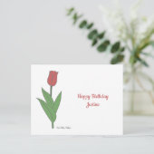Carte Postale Fleur pastel de Tulipe rouge botanique (Debout devant)