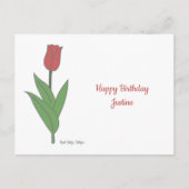 Carte Postale Fleur pastel de Tulipe rouge botanique (Devant)