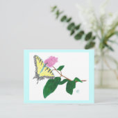 Carte Postale Fleur Pointillisme de papillon à queue jaune (Debout devant)