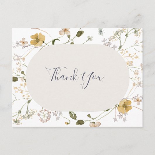 Carte Postale Fleur printanière | Remerciements Mariage Blanc (Devant)