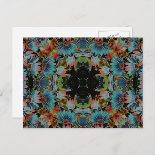 Carte Postale Fleur psychédélique Postca d'art de kaléidoscope (Devant / Derrière)