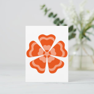 Carte Postale Fleur Rétro Orange Stylisée