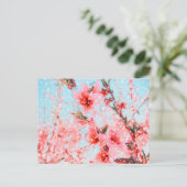 Carte Postale Fleur rose et pétales volants (ou neige?) (Debout devant)