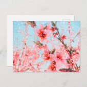 Carte Postale Fleur rose et pétales volants (ou neige?) (Devant / Derrière)