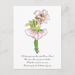 Carte Postale Fleur Rose rose Fleur Floral Funny mignonne fille