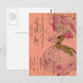 Carte Postale Fleur rose vintage (Devant / Derrière)