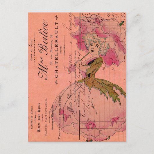 Carte Postale Fleur rose vintage (Devant)