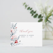Carte Postale Fleur Rouge et Bleue Remerciements de Mariage Flor (Debout devant)