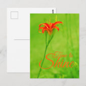 Carte Postale Fleur rouge "Il est temps de briller" (Devant / Derrière)