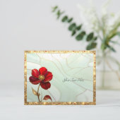 Carte postale Fleur Rouge Vitrail (Debout devant)