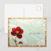 Carte postale Fleur Rouge Vitrail (Devant / Derrière)