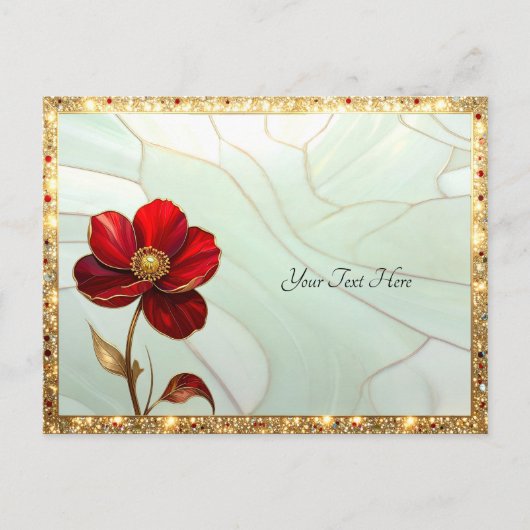 Carte postale Fleur Rouge Vitrail (Devant)