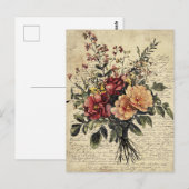 Carte Postale Fleur rustique et calligraphie - Papier Brown viei (Devant / Derrière)