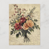 Carte Postale Fleur rustique et calligraphie - Papier Brown viei (Devant)
