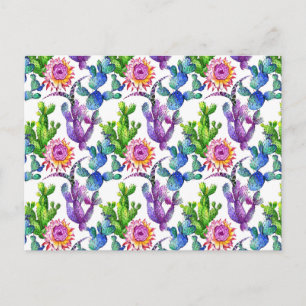 Carte Postale Fleur sauvage aquarelle Cactus Motif