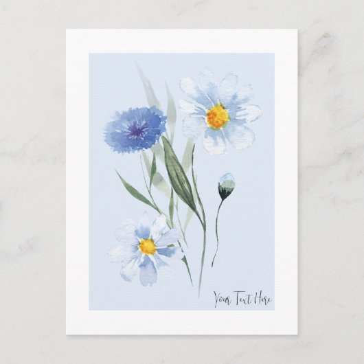 Carte Postale Fleur sauvage bleu d'eau (Devant)