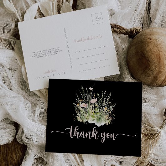 Carte postale Fleur sauvage Boho vert