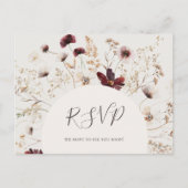 Carte Postale Fleur sauvage Bourgogne cuivré | RSVP de mariage b (Devant)
