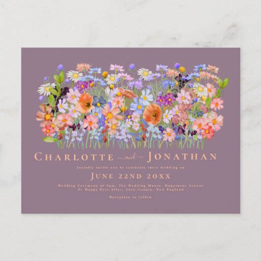 Carte Postale Fleur sauvage coloré Boho Chic Mariage (Devant)