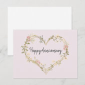 Carte Postale Fleur sauvage Cream Pink Heart Bonne Anniversaire (Devant / Derrière)